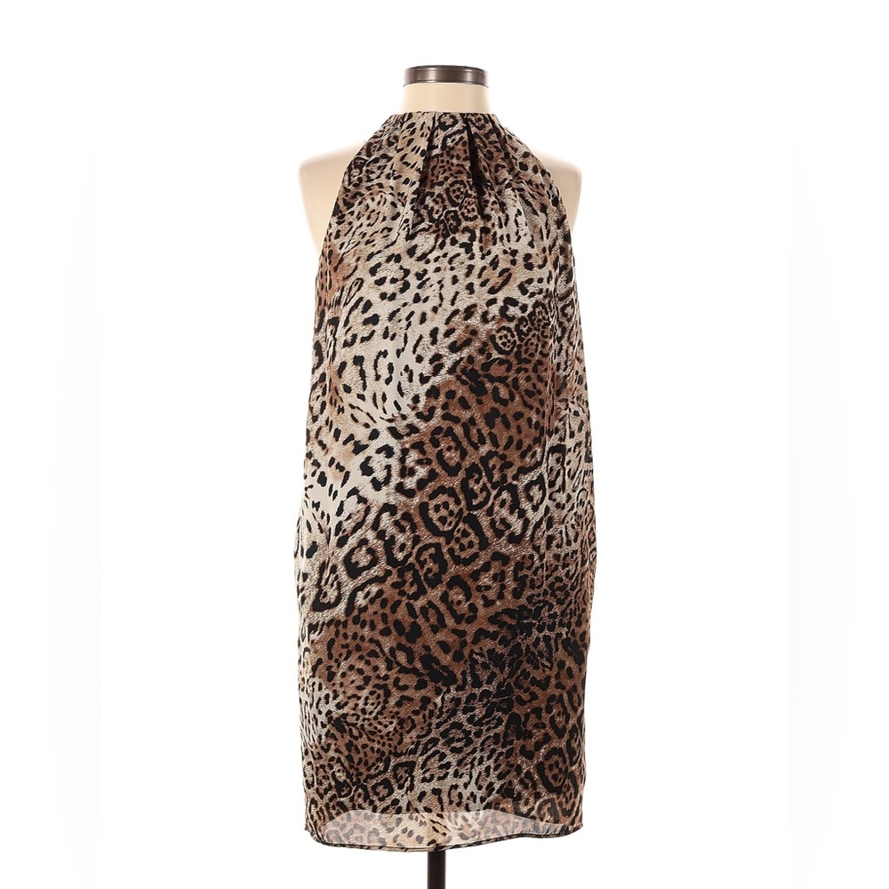 Zara basics leopard print sleeveless zip back dress with pockets. - Picture 1 of 13
